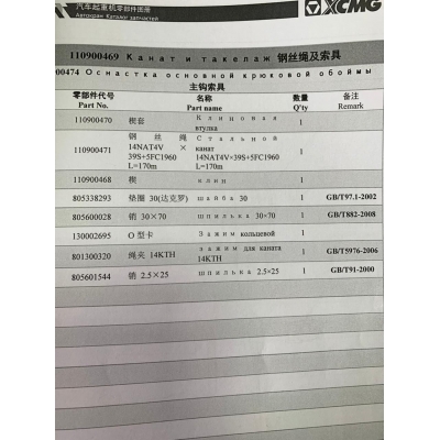 Трос Ø16мм 110м 14NAT4V*39S+5FC1960 круп.пл. левая свивка доп. лебедка KRAN XCT25